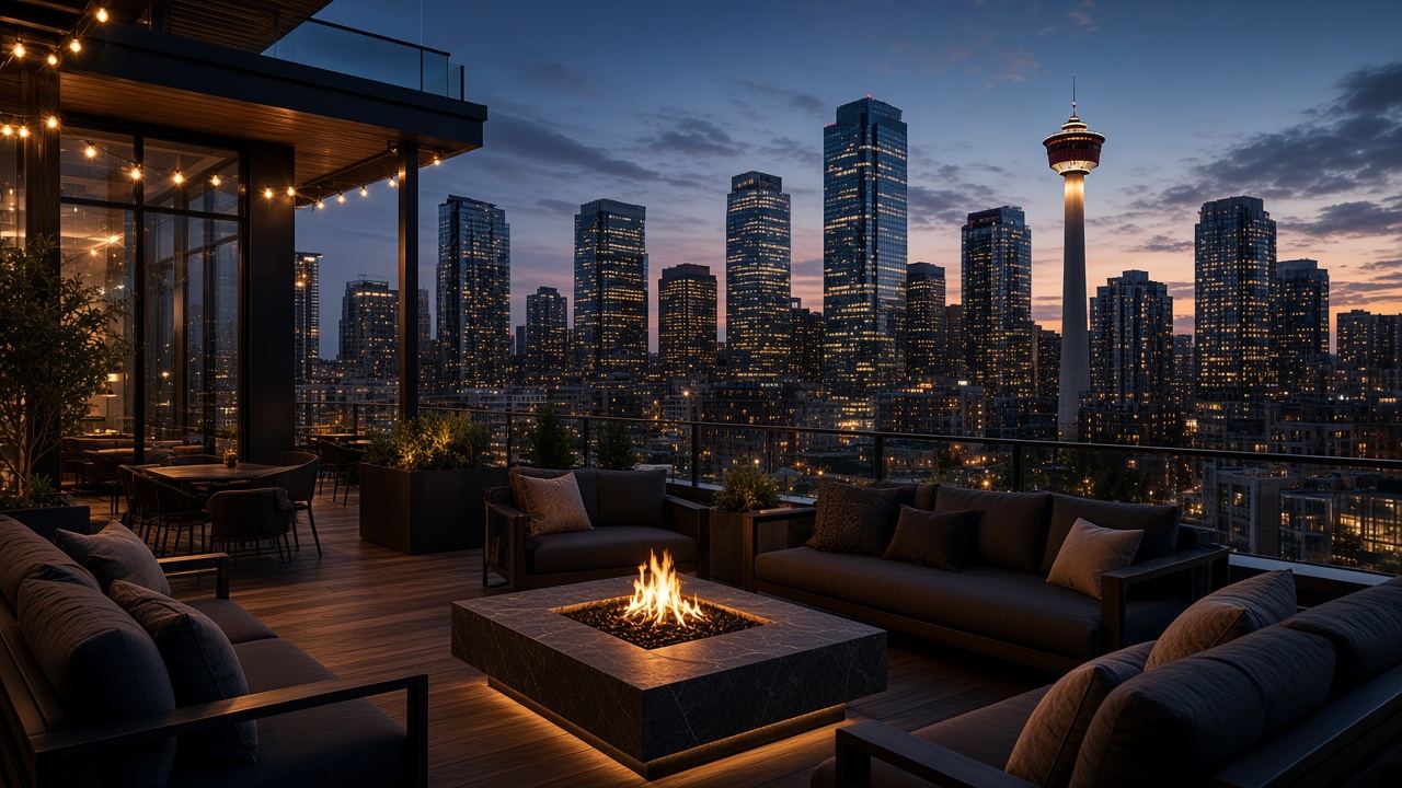 Calgary skyline in the evening